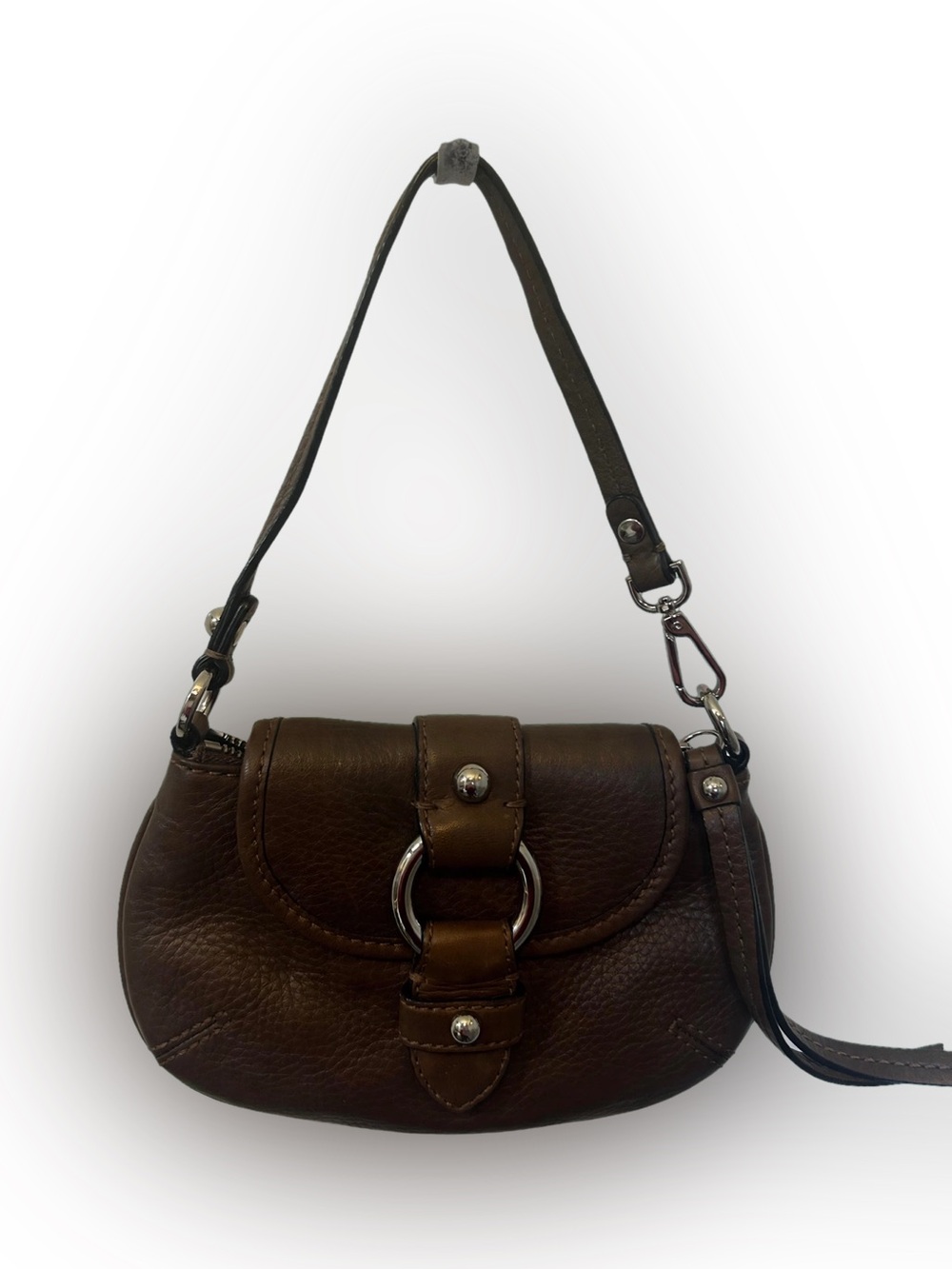 Banana Republic Brown Pebbled Leather Mini Baguette Wristlet
